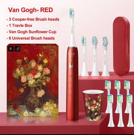  SOOCAS X3U Electric Toothbrush Van Gogh Red 6 Brush Heads