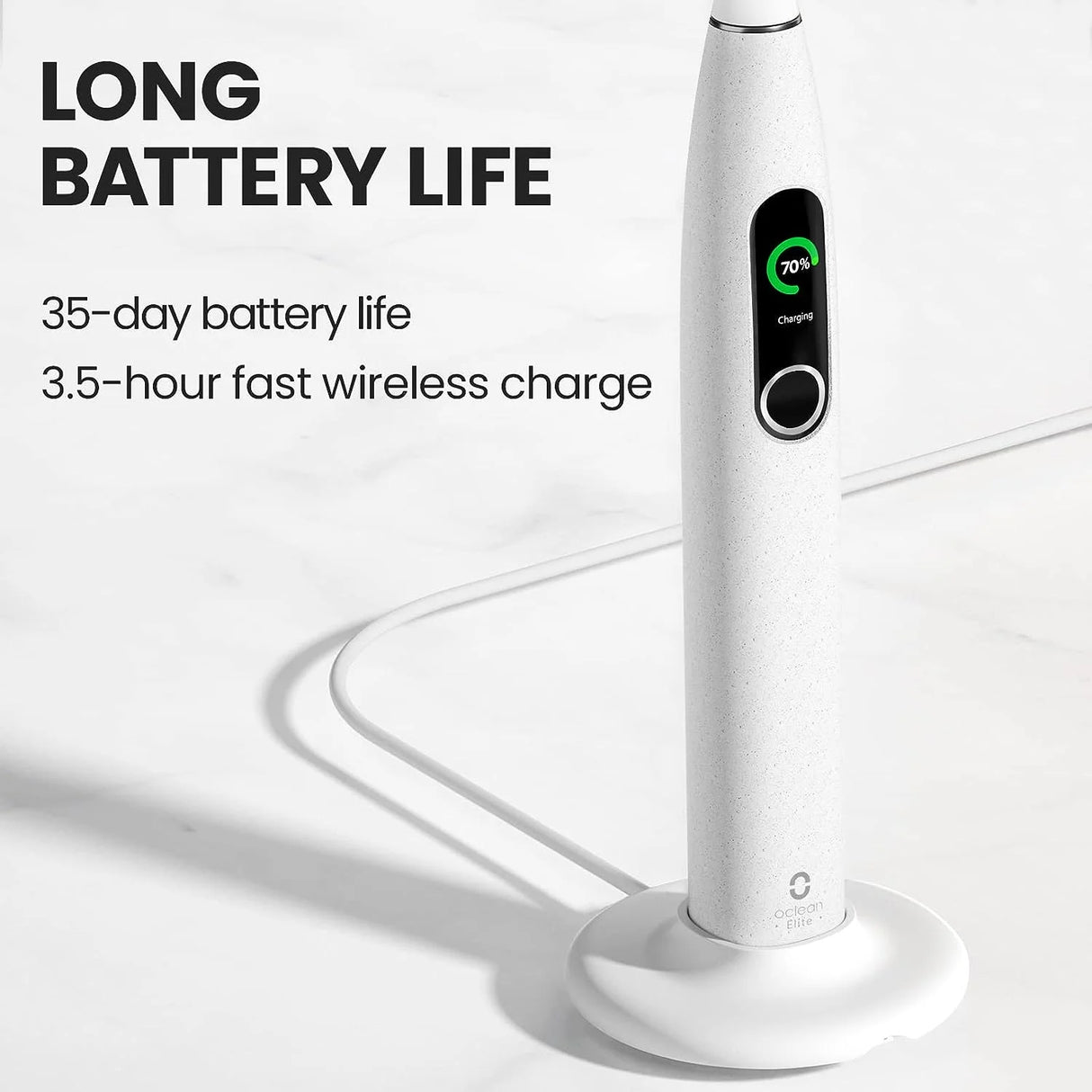 Oclean X Pro Elite White Electric Toothbrush Battery Life