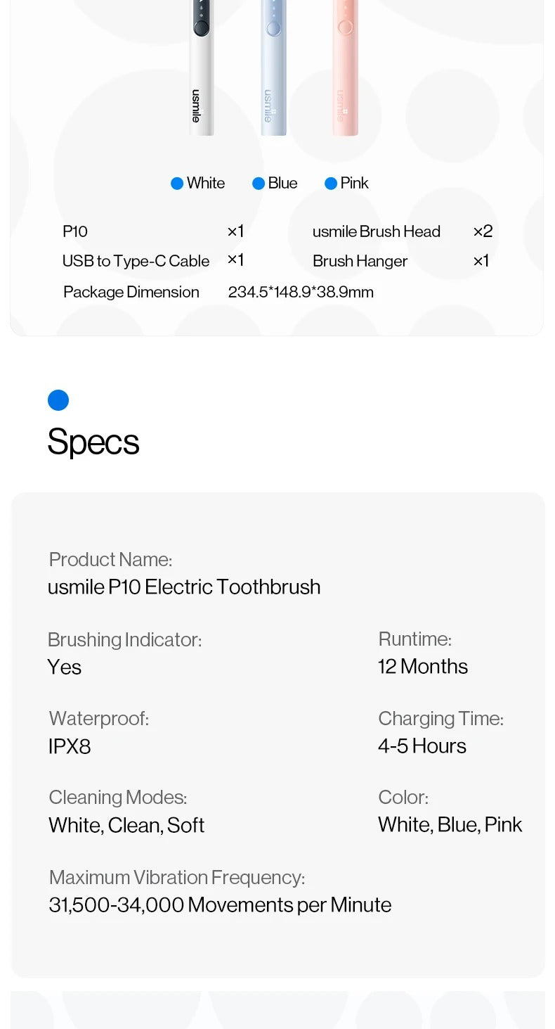 usmile P10 Sonic Electric Toothbrush